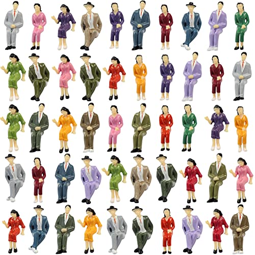 croch 48pcs 1:25 G Scale Model Train Sitting Figures, Assorted Colour, 4 Poses