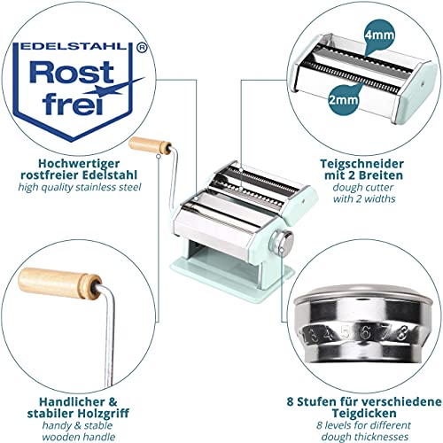 Smartpeas Pasta Maker – Pasta Machine – Manuelle Nudelmaschine Aus Edelstahl – Mint – Für Lasagne Spaghetti Tagliatelle… – Bild 3