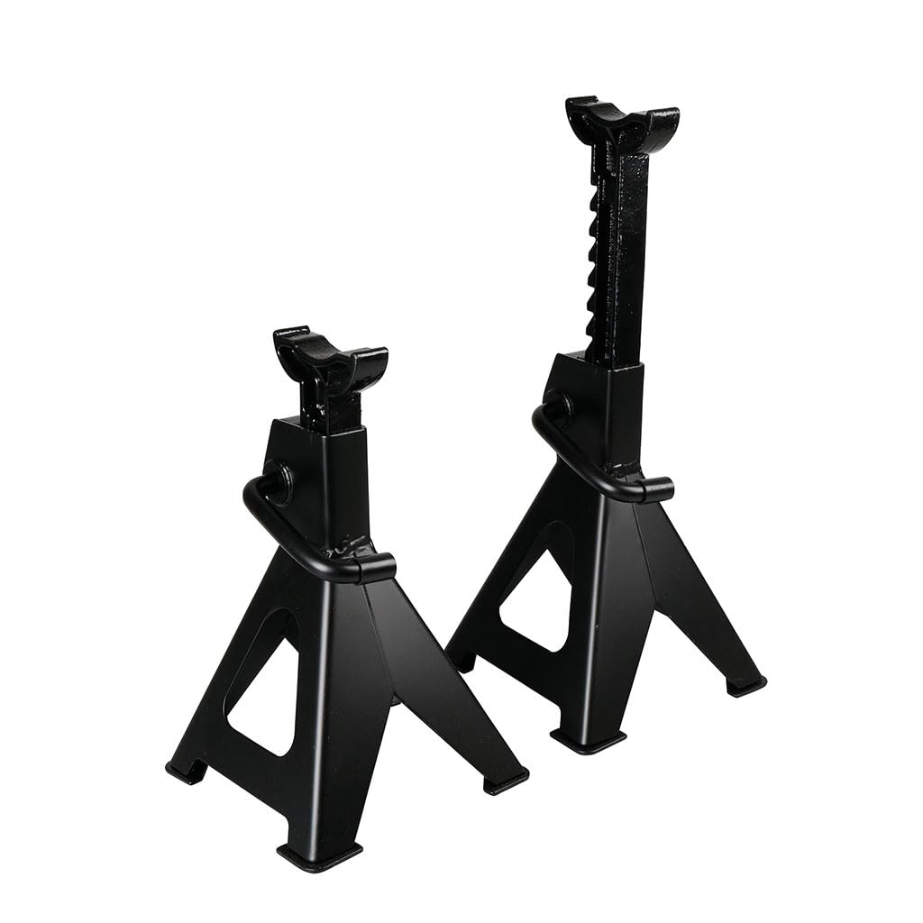 OROK - Chandelles à crémaillère, chandelle Fixes à crémaillère - 2 pièces - Capacité maximale: 2 tonnes - avec Pieds Larges pour Une Meilleure stabilité - Hauteur Mini: 256 mm - Hauteur Maxi: 411 mm