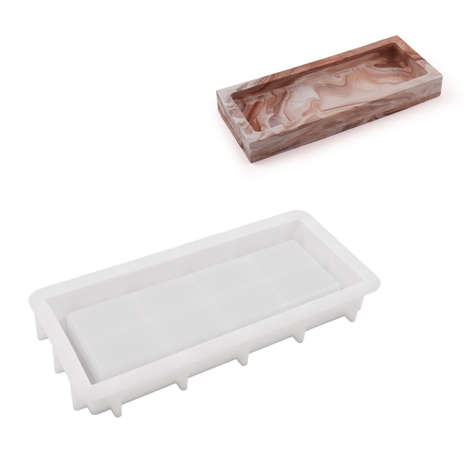 NEWFT Rectangle Tray Mould Jewelry Holder Tray Silicone Decorative Tray Epoxy Resin Casting Mold Decorative Tray