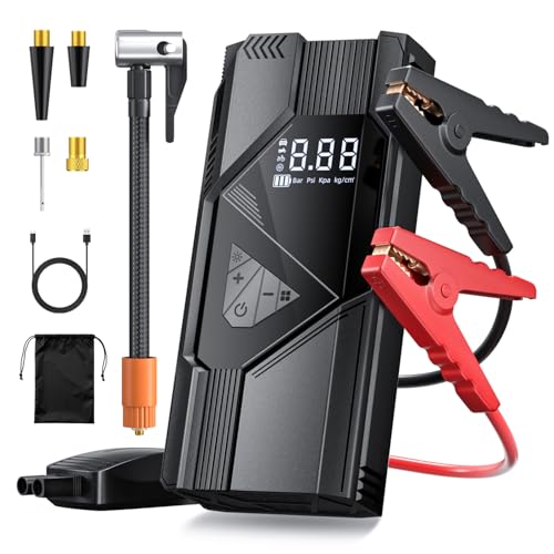 FINIBO Starthilfe Powerbank für PKW 6000A Starter Powerbank für 12V Fahrzeuge (Bis zu 10L Benzin/8L Diesel) Jump Starter Auto mit LCD Bildschirm Springkabel Autobatterie Ladegerät Eingang/Ausgang