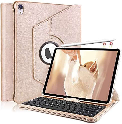 iPad Mini 5 /Mini 4 Keyboard Case, Bluetooth Keyboard KVAGO-360 Rotating Case with Detachable Wireless Keyboard for iPad Mini 5th gen 2019,iPad Mini 4 (Rose Gold)