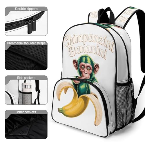 Shimpanzini-bananinni Merch Large Travel Backpack Italian-Brainrot Meme Waterproof Lightweight Daypack White 44x32x19cm3