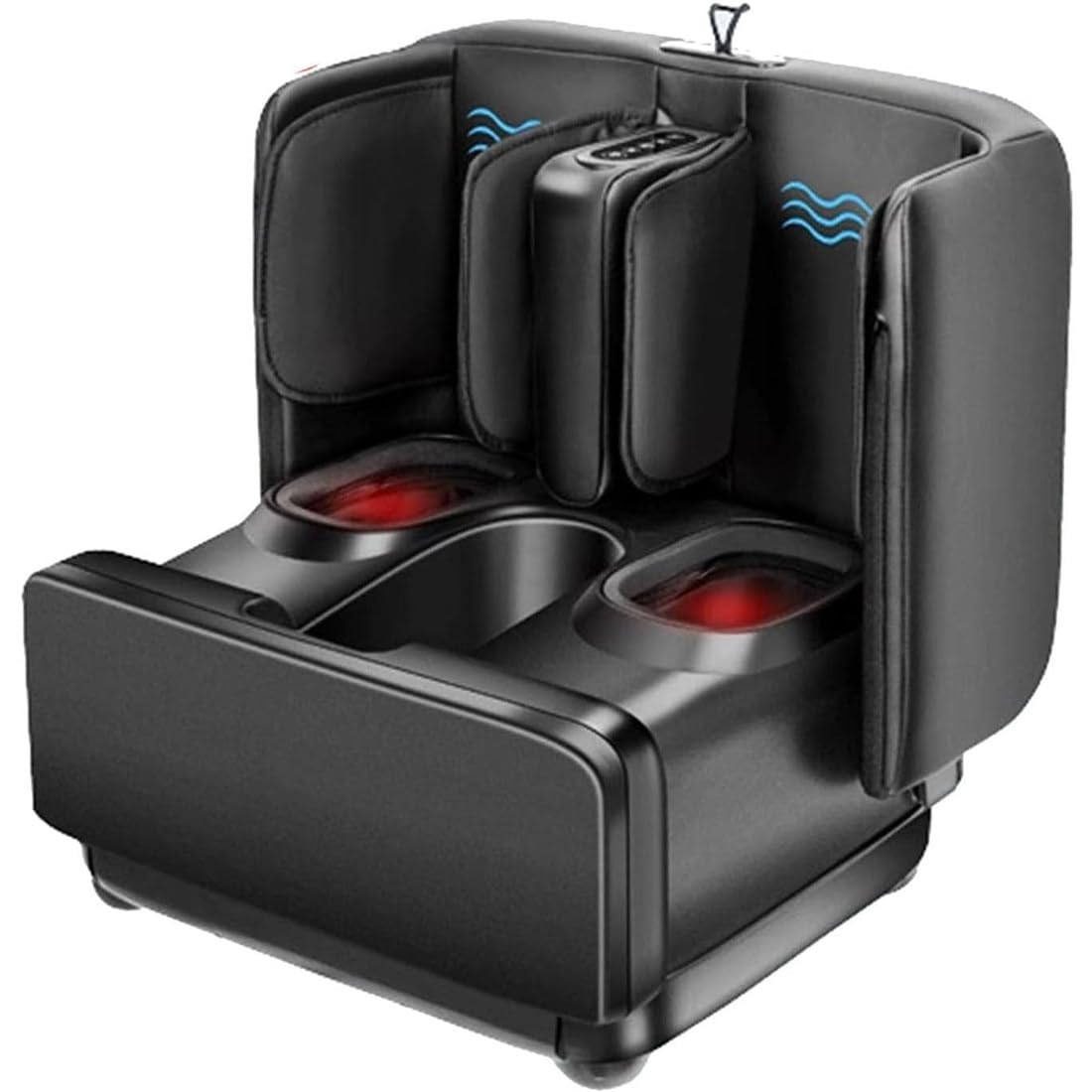 Gjbmxsm Black Foot And Calf Massager, 2 In 1 Foot Massager Machine & Ottoman, Shiatsu Foot And Calf Massager With Heat, Kneading, Vibration, Compression For Feet, Ankle, Leg, Plantar Fasciitis