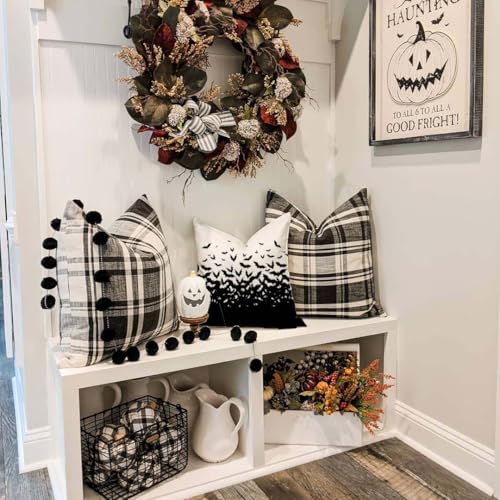 Pandicorn PP-421-18 Black Bats Halloween Pillow Covers 18X18 Set Of 2 Horror Spooky Creepy Halloween Decorations Indoor Outdoor Decorative Throw Pillows Cushion Cases thumb #5