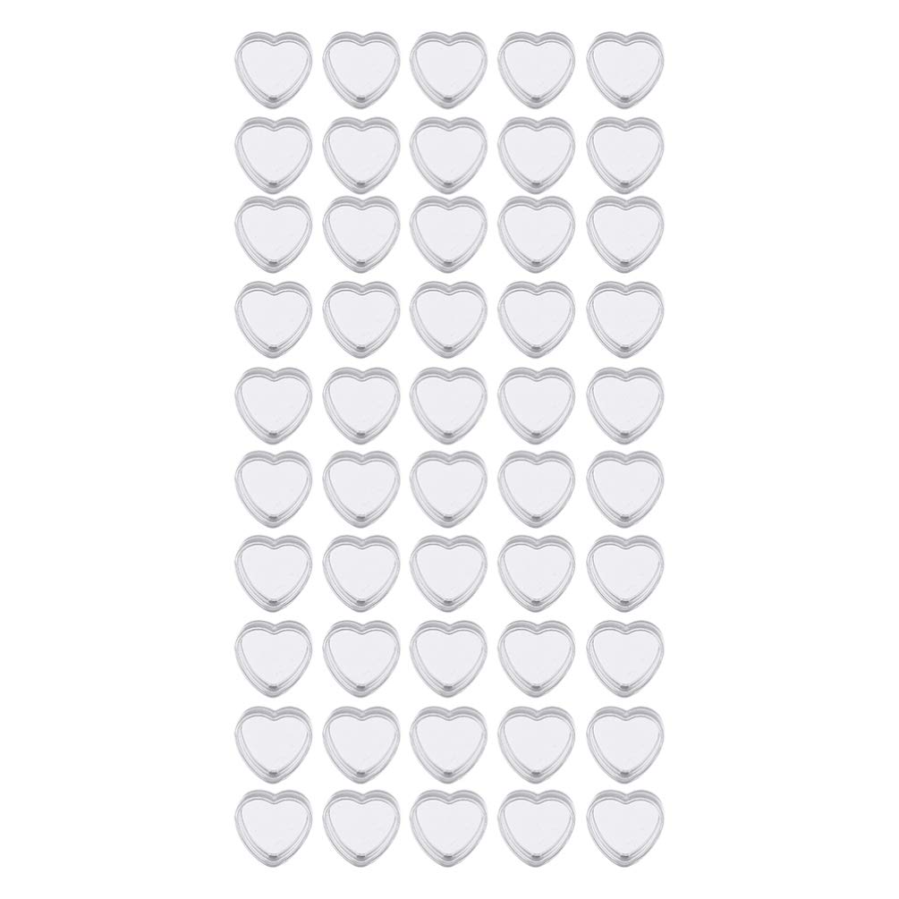 OSALADI 50pcs Empty Clear Cream Pot Jar Plastic Heart Shape Cosmetic Sample Containers Refillable Travel Bottle for Lip Balm Eye Shadow Cream Nail Powder 4g Transparent