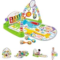 Fisher-Price Baby Playmat Deluxe Kick & Play Piano Gym for Learning & 2 Maracas Soft Rattles for Newborn to Toddler Play Ages 0+ Months