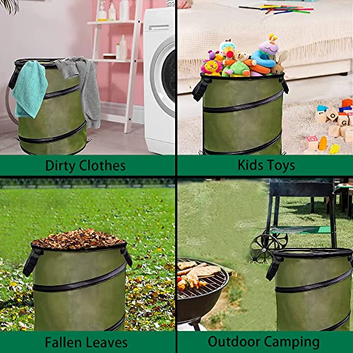 Image of Camping Trash Can, Pop-Up Trash Can /Recycle Bin, Reusable Yard Waste Bags /Lawn Bags /Leaf Bags, Car Garbage Can, Foldable Camping Recycling Bin 2-Pack (Green10gallons)