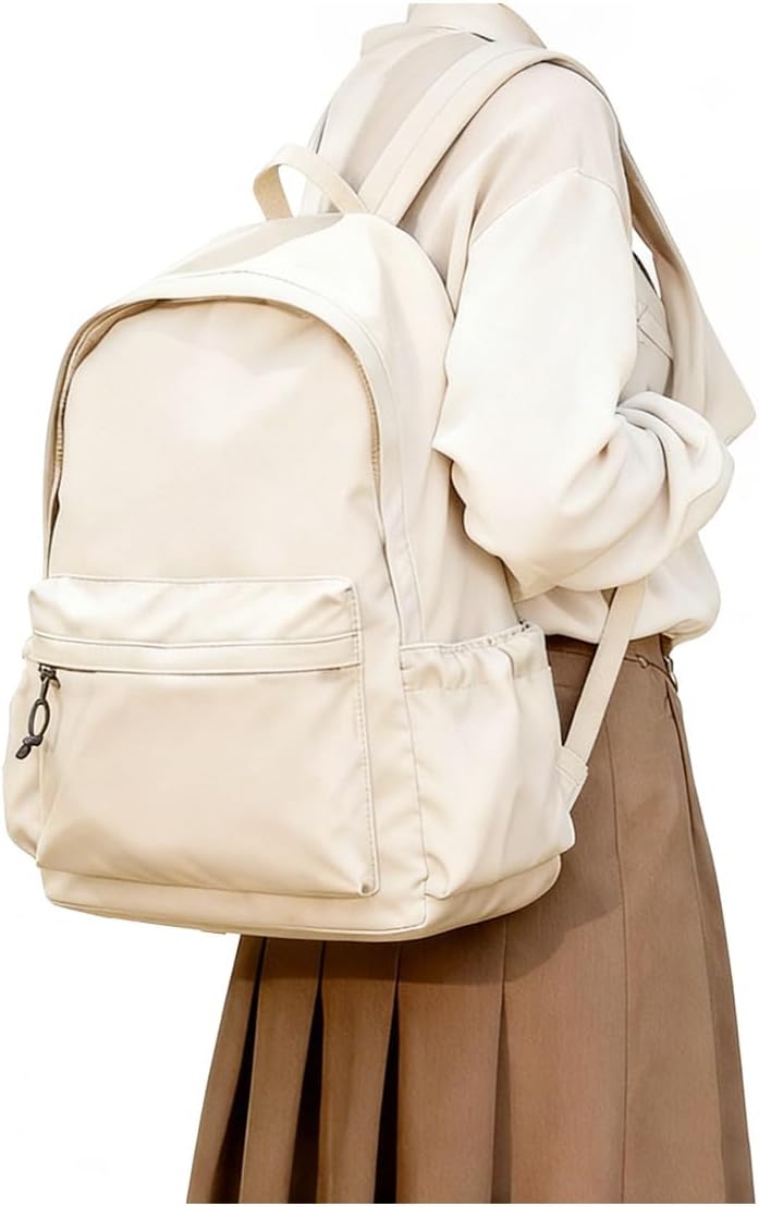 BJLFS White School Backpack for Girls Women, Waterproof High School Book Bag Cute Backpack for Men Teens Boys, Lightweight Mini Classic Basic College Backpack Middle School Back Pack Daypack - Image 9