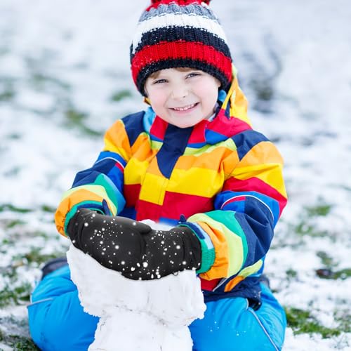 Image of Geyoga 4 Pairs Kids Mittens Waterproof Ski Gloves Boys Girl Warm Snow Winter Mittens for Kids Toddler Outdoor Activities