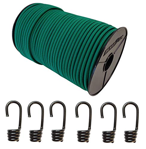 Seilwelt 8mm Expanderseil 30m Gummiseil + 10 Spiralhaken Gummileine Planenseil Seil Plane in Grün Cover