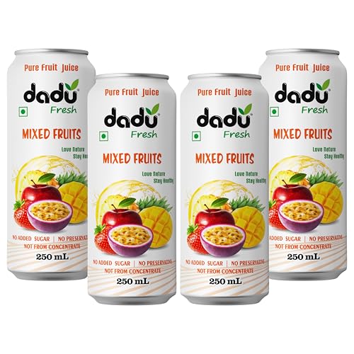 Image of Dadu Fresh Mixed Fruit Juice | Pure Natural Juice | Not from Concentrate | No Added Sugar | No Preservatives or Artificial Flavors | Vitamin-Rich & Naturally Refreshing | 250ml (Pack of 4)