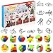 Puzzle Toys - Calendario dell'Avvento 2021, calendario dell'Avvento per bambini, 24 giocattoli per sbloccare giocattoli in metallo, puzzle in plastica 3D, per bambini