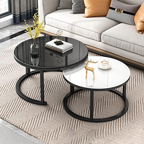 Table basse ronde en verre avec cadre en métal robuste - 2