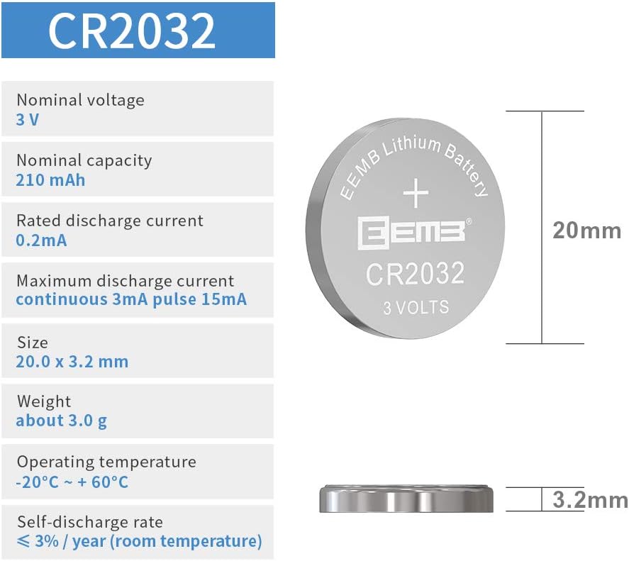 Buy 5PCS EEMB CR2032 Battery 3V Lithium Battery 2032 Coin Cell
