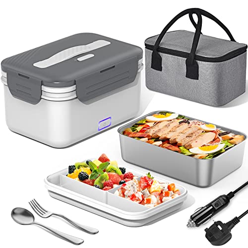 Image of Herrfilk Cordless Electric Lunch Box for Adults, 1.8L /61oz Large Rechargeable Portable Food Warmer, 4in1 Ultra Quick Self Heating Lunch Box with Storage Bag, Suitable for Travel /Car /Work,Lime