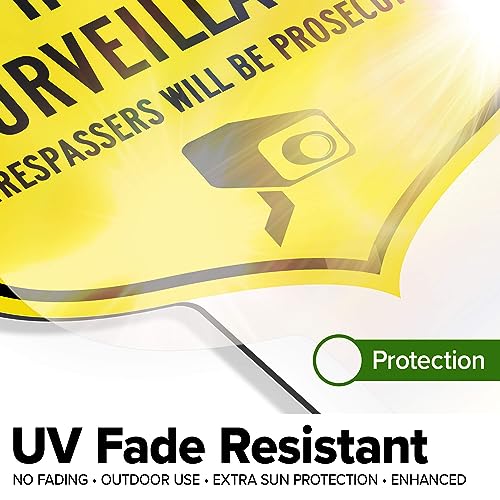 Image of Warning, 24 Hr Video Surveillance Sign, 11x21, Heavy Duty Integrated Ground Stakes, Indoor /Outdoor Use, Rust Free Aluminum Composite, Made in USA by My Sign center