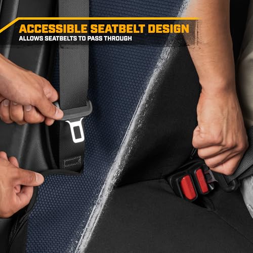 Image of CAT MeshFlex Blue Rear Seat Cover for Cars, SUVs & Mid-Size Pickup Trucks - Durable 60 /40 Split Rear Bench Seat Protector, Back Seat Cover, Interior Auto Accessory, Not for Full-Size Pickup Trucks
