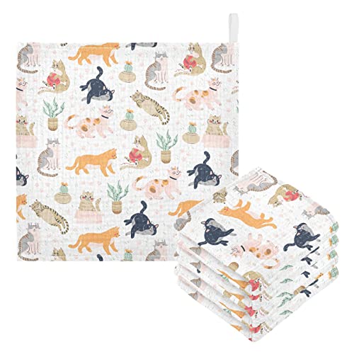 Image of vvfelixl Baby Washcloths Cotton Funny Cats Cactus Baby Muslin Washcloths Soft Baby Face Towel for Newborn Infants Baby Wipes, 11.8 X 11.8 Inch, 3 Pack