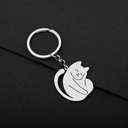 Newei Stainless Steel Cat Keyring Cute Cat Keychains For Women Girls Purse Car Keys Charms (Cloud) #TOP3