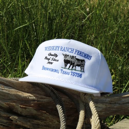 Image of WHISKEY BENT HAT CO. Whiskey Ranch Feeders Roped Adjustable Snapback Hat White