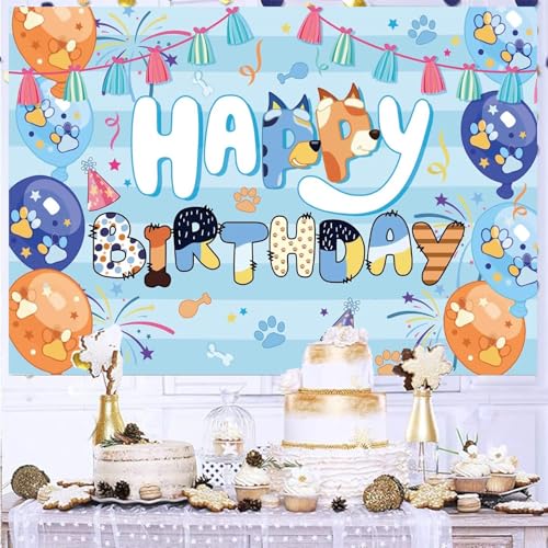 Fondo Fotográfico Azul con Perro para Cumpleaños 5x3ft miniatura 4
