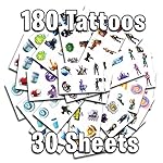 10-Sheets-60-Temporary-Tattoos-of-Battle-Royale-Characters-Birthday-Party-Supplies-Favors-Easy-to-Use-Safe-Durable-Tattoos-for-Children-Multiple-Designs-Non-toxic