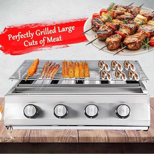 Handlowy grill gazowy z 8 palnikami, grill ze stali nierdzewnej, regulowana wysokość na imprezy, kemping i piknik, profesjonalny sprzęt do grillowania