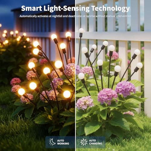 Outdoor Solar Lights Waterproof (2 Pack, 20 LED), Fairy Garden Decor, Fairy Tale Courtyard Decor, Firefly Lights, Solar Garden Lights, Solar Landscape Lights, Gifts for Women Who Have Everything - image 5