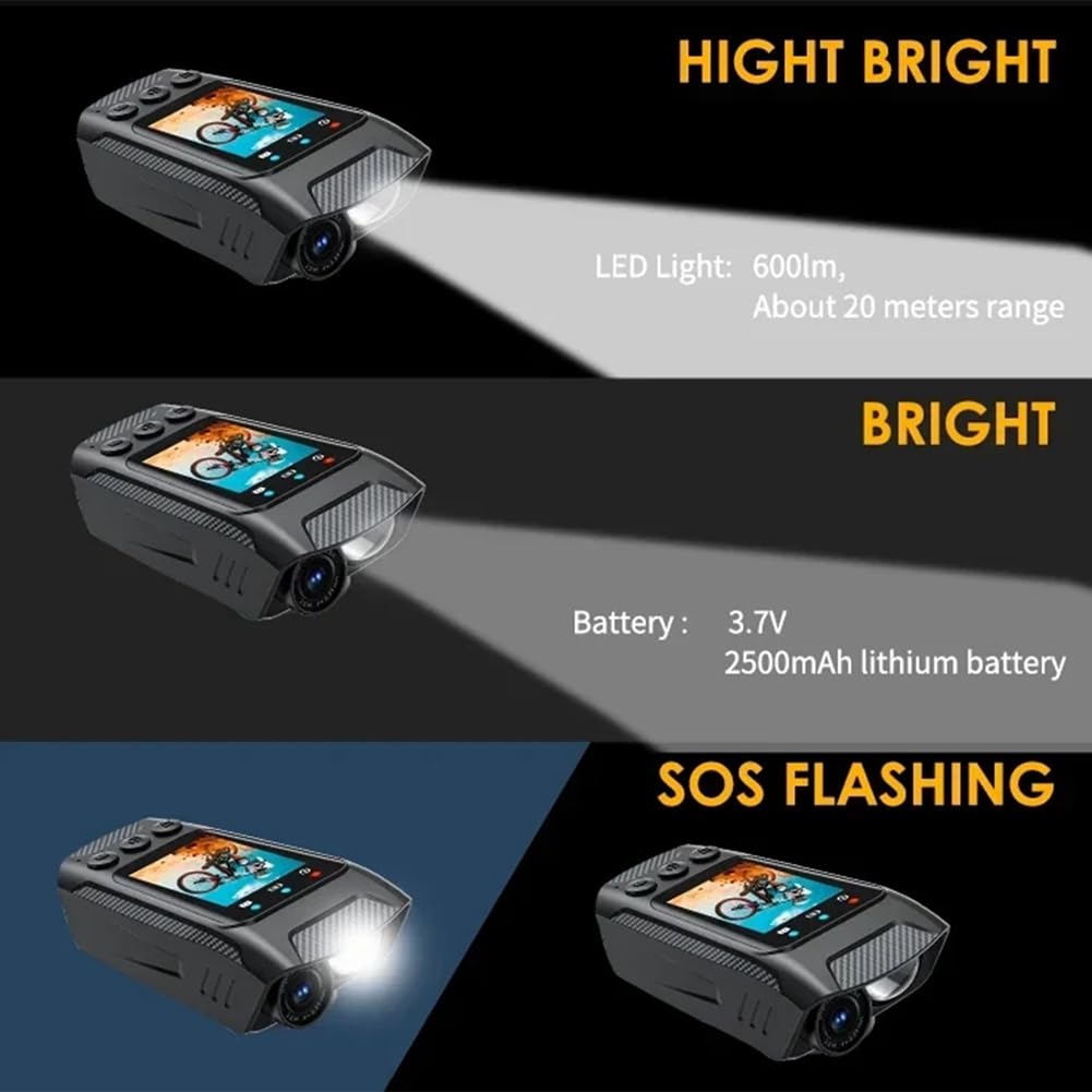 Sport Multifunzionale DV Dash Cam 4K da Bicicletta Fotocamera Fotocamera da Motociclista + Altoparlante Illuminato 1 Set