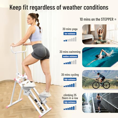 Image of HXD-ERGO Stair Stepper for Home, New Version 6 Adjustable Resistance Vertical Climber Cardio Exercise Machine, Folding Stair Climber for Full Body Workout with Adjustable Handlebar