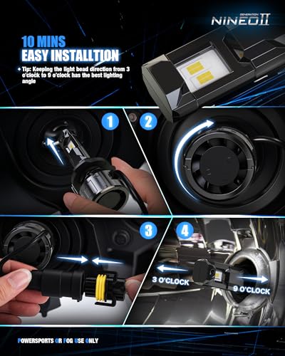 NINEO H13 Bulbs, H13/9008 Fog Lights, [2025 Upgrade] 600% Brighter 6500K White, Fan-Cooled, No Flicker, Plug & Play, Driving or Fog Light, 2 Pack - Thumbnail 5