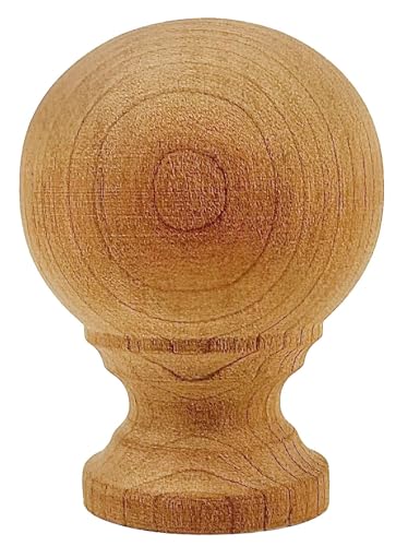 Image of Highland Manor Wood Products Melrose Ball Finial 2 7 /8 inch x 2 1 /8 inch Wide - Unfinished Wooden Finials for Indoor Use - Perfect for Staircases or Bed Posts (Cherry) (4 Finials)