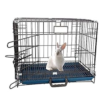 SI Pet Mart Powder Coated Iron Cage with Removable Tray for Dog 18 Inch Silver Black for Small Dog, Cats, Puppy, Kitten and Rabbit