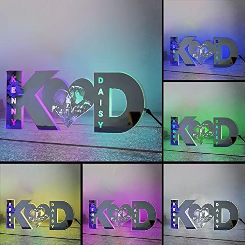 Miniatura 2 de TATLETATLE Lámpara de espejo LED de corazón con letras y fotos, letreros de neón, decoración única, lámpara LED de noche, decoración de escritorio