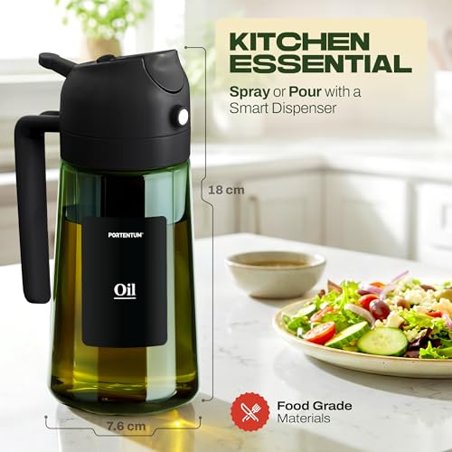 Image of PORTENTUM Dispenser Bottle, Spray Bottle for Cooking,Sprayer for Air Fryer, and Vinegar Pourer and sprayer bottle, Kitchen Bottle | 500ml (Style B)
