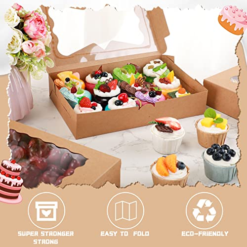 48 Pcs Cookie Boxes With Window 12X8X2.5 Bakery Boxes Treat Boxes Brown Pastry Boxes Cookie Containers For Gift Giving For Chocolate Strawberries Donut Cupcake Muffin Dessert Pastries, 4 Window Style #TOP2