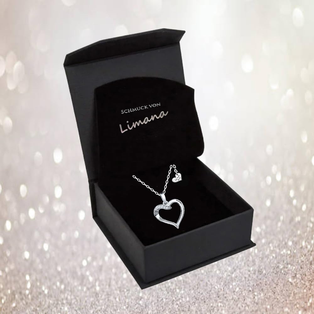 Damen Halskette 925 Silber Kette mit Herz Anhänger gold Ich liebe Dich Schmuck Geschenk für Sie Frauen Freundin Ehefrau Weihnachten Herzkette