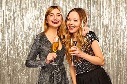 Metallic Champagne Tinsel Foil Fringe Curtain 3 X 8 Ft Pack Of 3 Photo Booth Backdrop Bridal And Baby Shower Bachelorette Graduation Birthday Unicorn Christmas Wedding Halloween Party Decorations #TOP5
