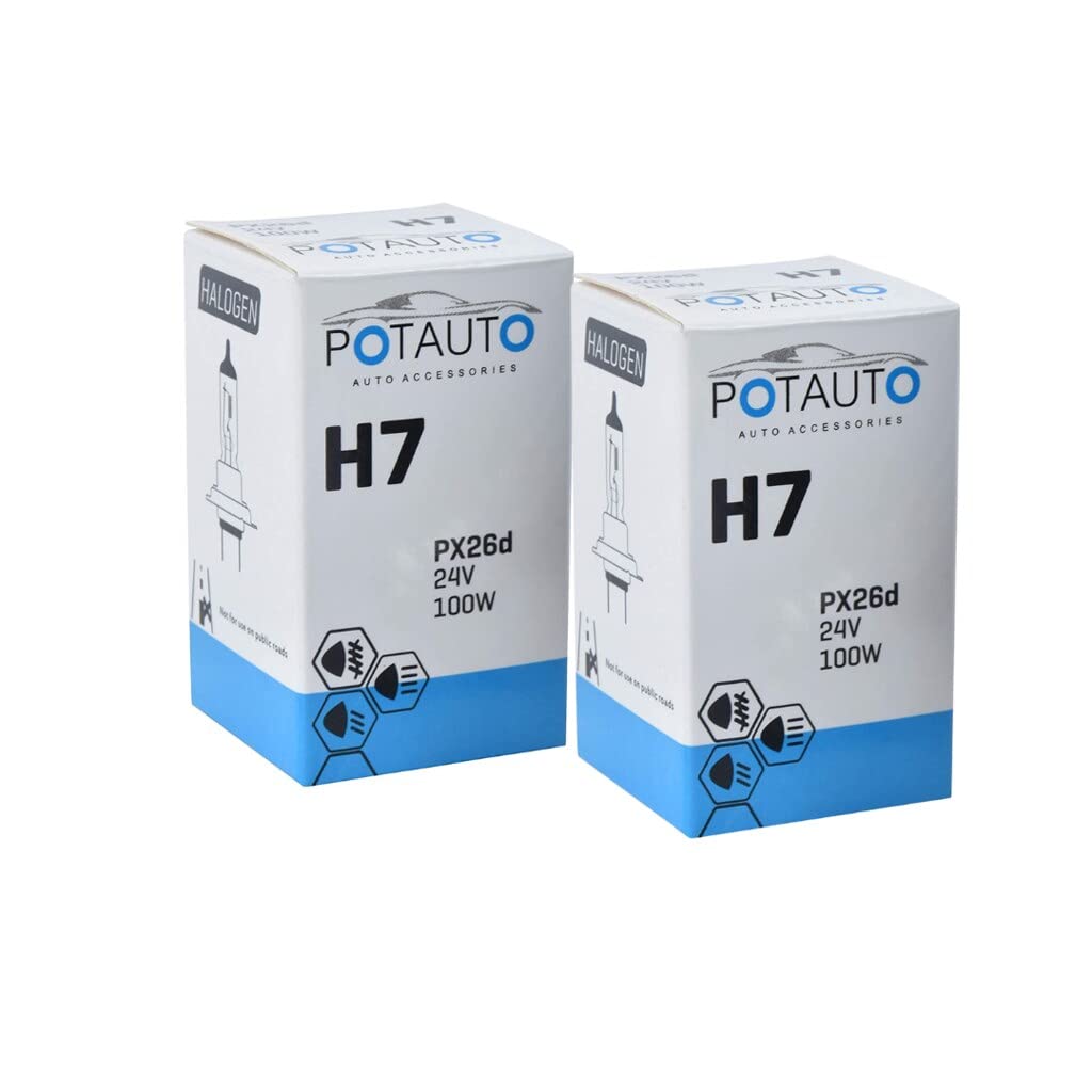 Potauto H7 XTRA Head Light Halogen Bulb For Car, 24V 100W - PX26d | 3500K | Pack of 2-image-15