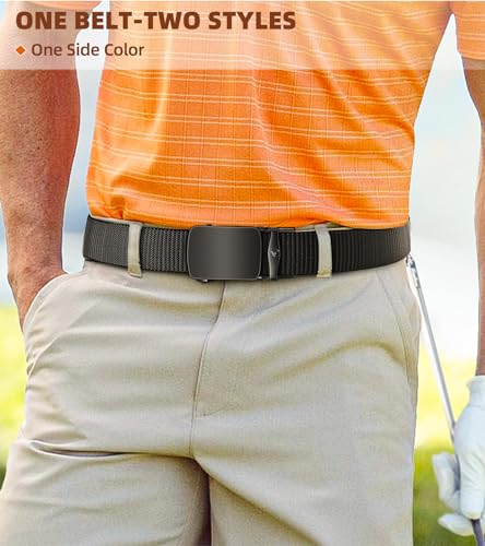 Men Belt-Reversible Ratchet Belt Stretchable for Gift Men Work Casual Golf 1 3/8"-Cut For Fit -2 In 1Belt3
