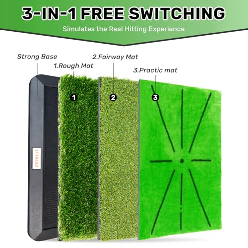 Golf Hitting Mats with 3 Replaceable Surfaces