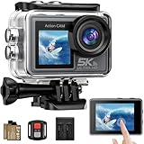 Ruycllo Action Cam 5K 4K60FPS, 50MP 30M/98FT wasserdichte Unterwasserkamera mit EIS, WiFi, 170° Ultra-Weitwinke Action Kamera mit Zubehör Set Without a microSD Card für Fahrrad, Schnorcheln, Motorrad
