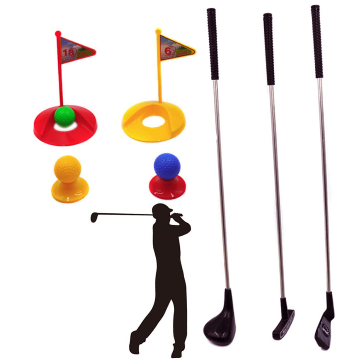 KOMBIUDA 3-Piece Boys and Girls Outdoor Toy Set Sports Playset Golf Club Balls Goals for Boys Girls