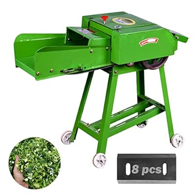 TXMACHINE Chaff Cutter hay Cutter Straw Grass Cutting Machine for Animal Feed Farm Feed Processing Machine 8 blades without motor (Green)
