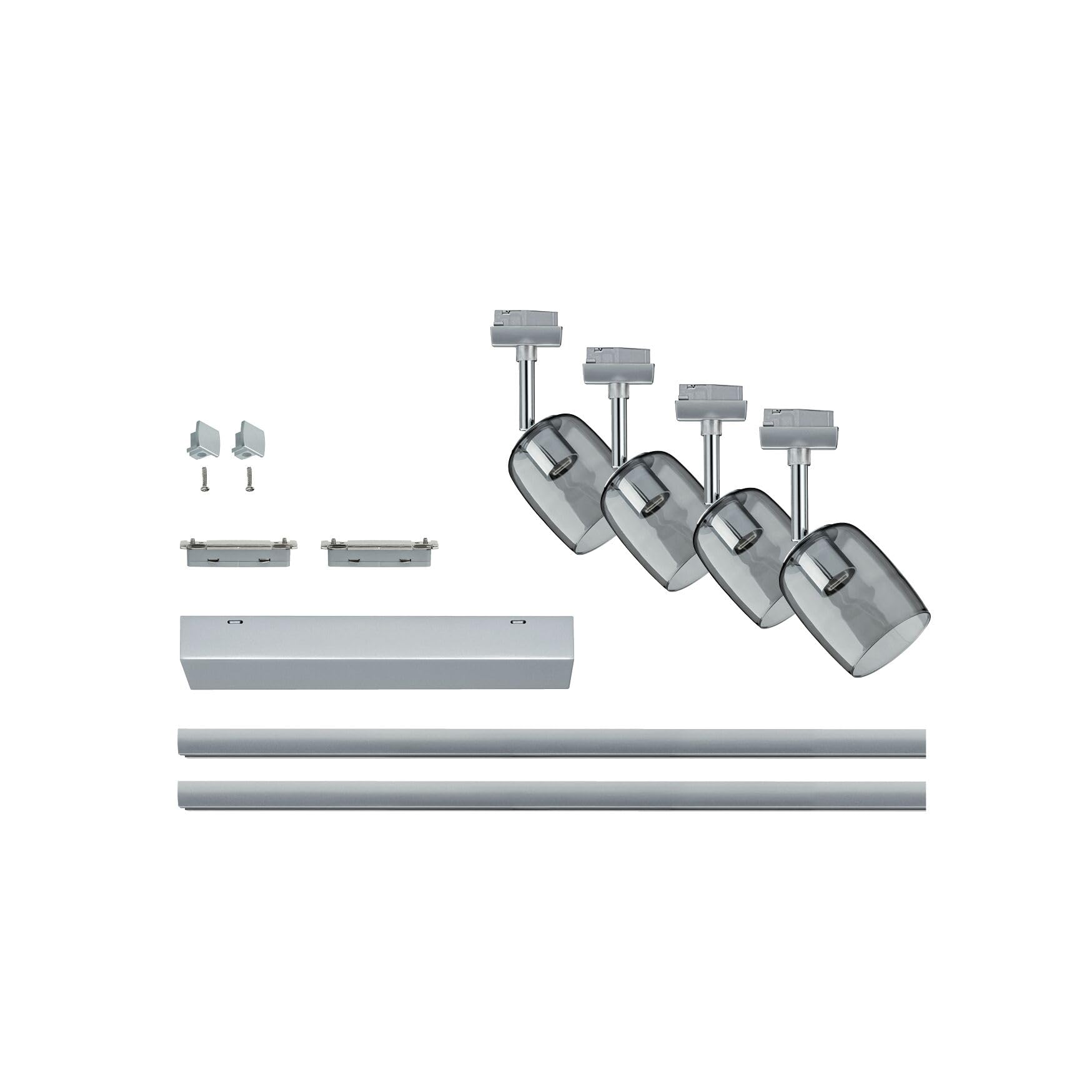 Paulmann 96899 Kit système rails URail Blossom max. 4x10 watts Rail lumineux Chrome mat, Chrome, Verre fumé Éclairage de plafond Métal, plastique Rail de plafond G9