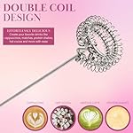 Paris Hilton Electric Handheld Milk Frother with Double Coil Head Whisk and Gold Metal Stand, Battery Powered (2 AA Batteries Required but Not Included), Pink - Image 3