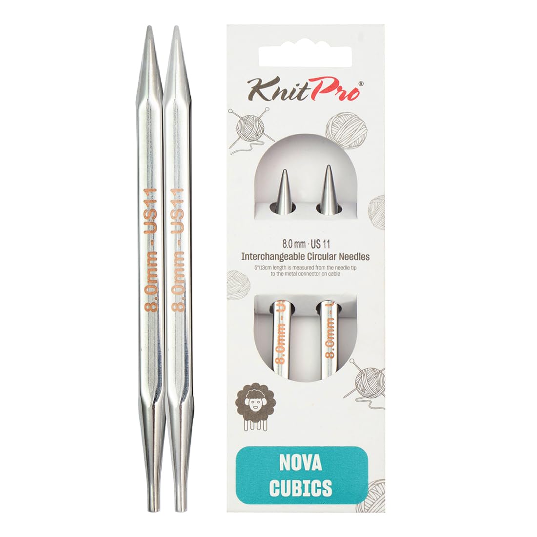 KnitPro Nova Cubics Interchangeable Circular Needles 5" (13cm) | 8.00mm