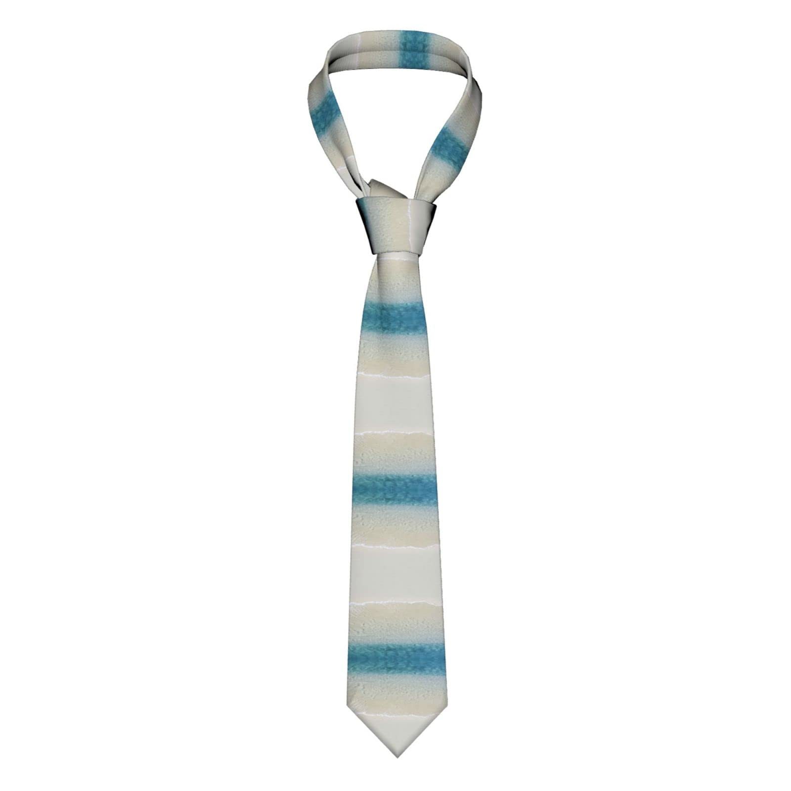 Faduni Men's Beach Clear Sea Sand Printed Ties For Fashion Suit Tie Classic Neck Ties Skinny Tie For Wedding Business Formal Neckties