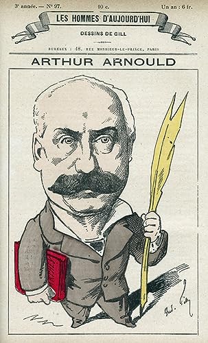 Portrait d'Arthur Arnould poster toile 50x70 cm par Andre Gill pour salon et bureau
